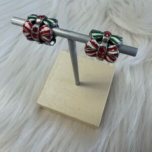 Brighton Stripey Bow Christmas Bead Spacers Set of Two
